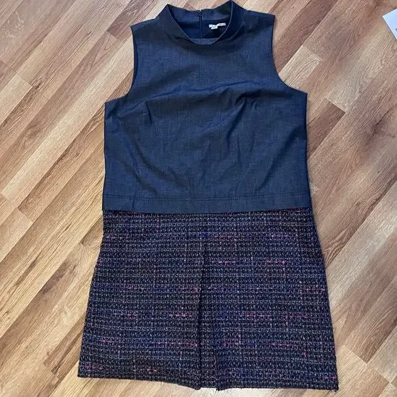 Halogen Tweed Skirt Dress L Mock Neck Sleeveless Preppy Work Office Career - Picture 3 of 10